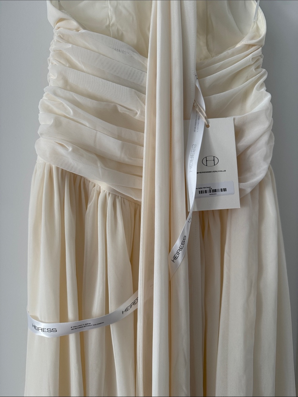 Cream Halter Maxi Dress with Ruched Waist - Picture 4 of 6
